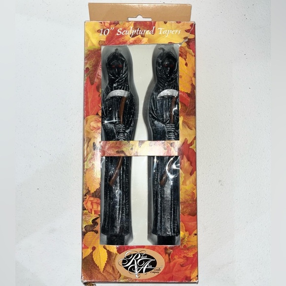 Vintage Robert Alan Candle Company 10” Sculptured Tapers Grim Reaper Halloween - Picture 1 of 3